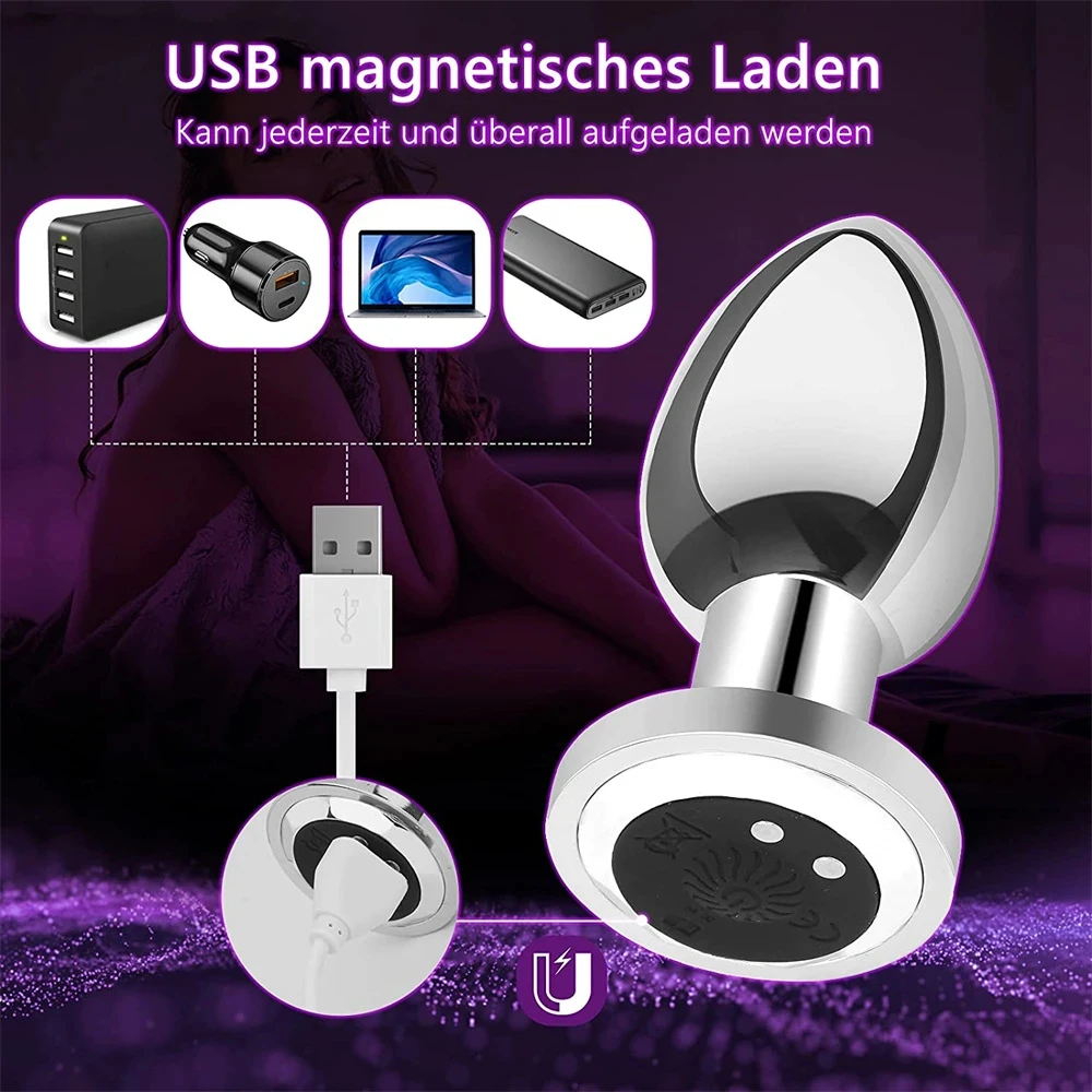 Wireless Remote Control Anal Vibrator Metal Butt Plug for Men Prostate Massager Female Masturbator Adult Sex Toys for Women Men
