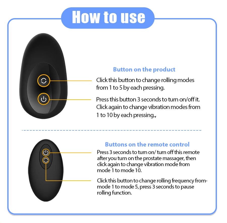 New Rolling & Vibrating Male Prostate Massage Remote Control Anal Plug & Butt Plugs for Man G-Spot Stimulate Gay Anal Sex Toys