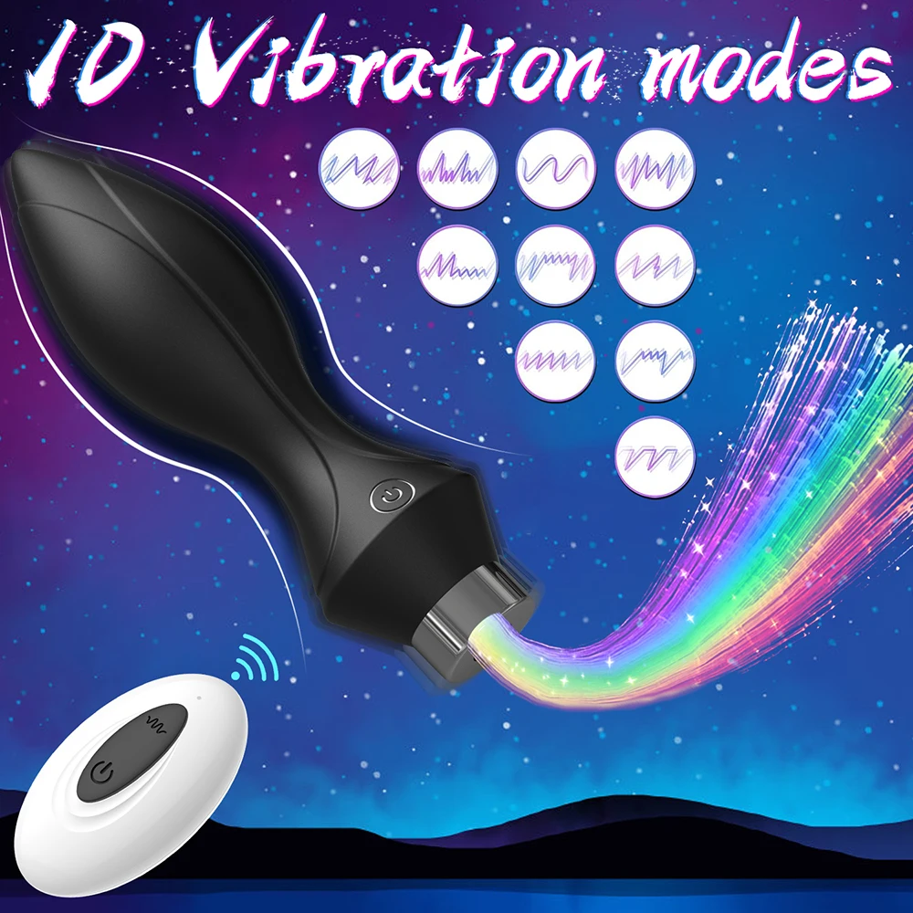 10 Frequency Butt Plug Colorful Light Anal Plug Vibrator Prostate Massage Sex Toy Women Men Gay Adult Wireless Remote Control 10 Frequency Butt Plug Colorful Light Anal Plug Vibrator Prostate Massage Sex Toy Women Men Gay Adult Wireless Remote Control