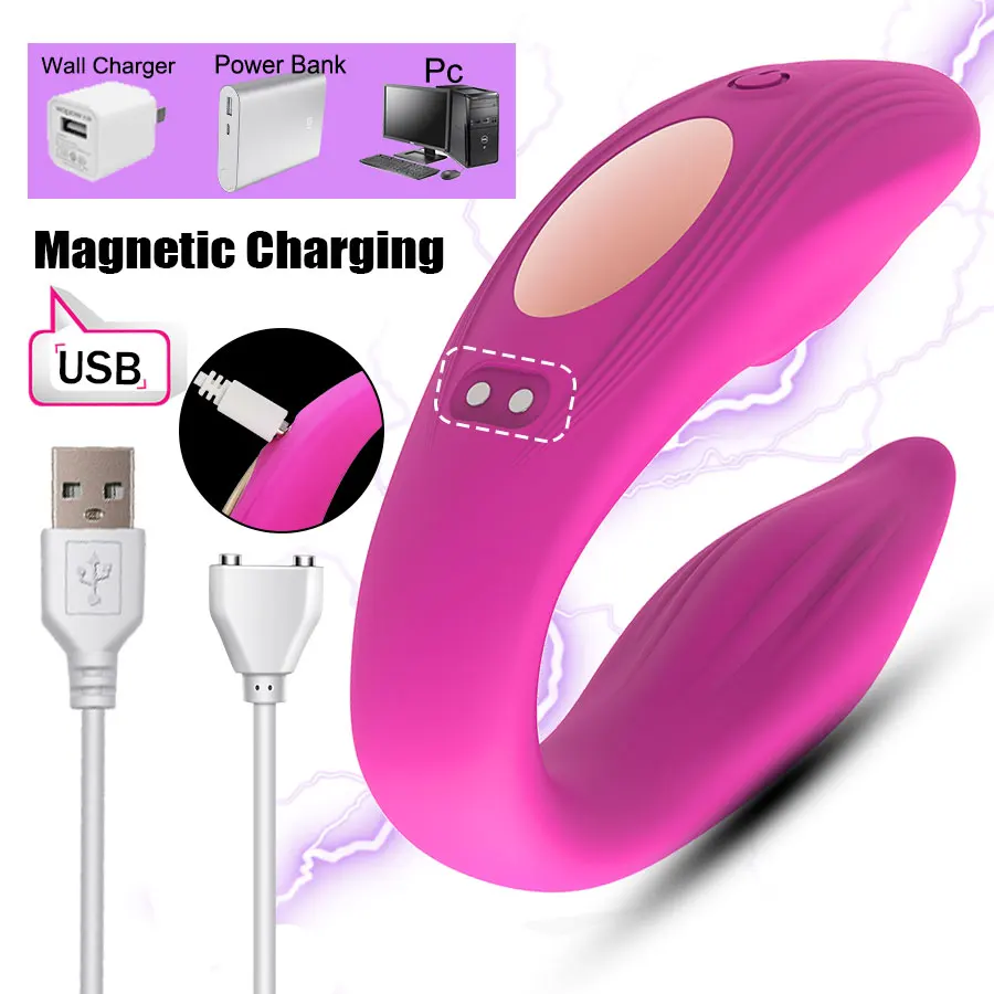 Wireless Remote Control Dildo Vibrator Female Dual Motors U Shape Clitoris Stimulator Wearable Sex Toys for Women Couples Adults