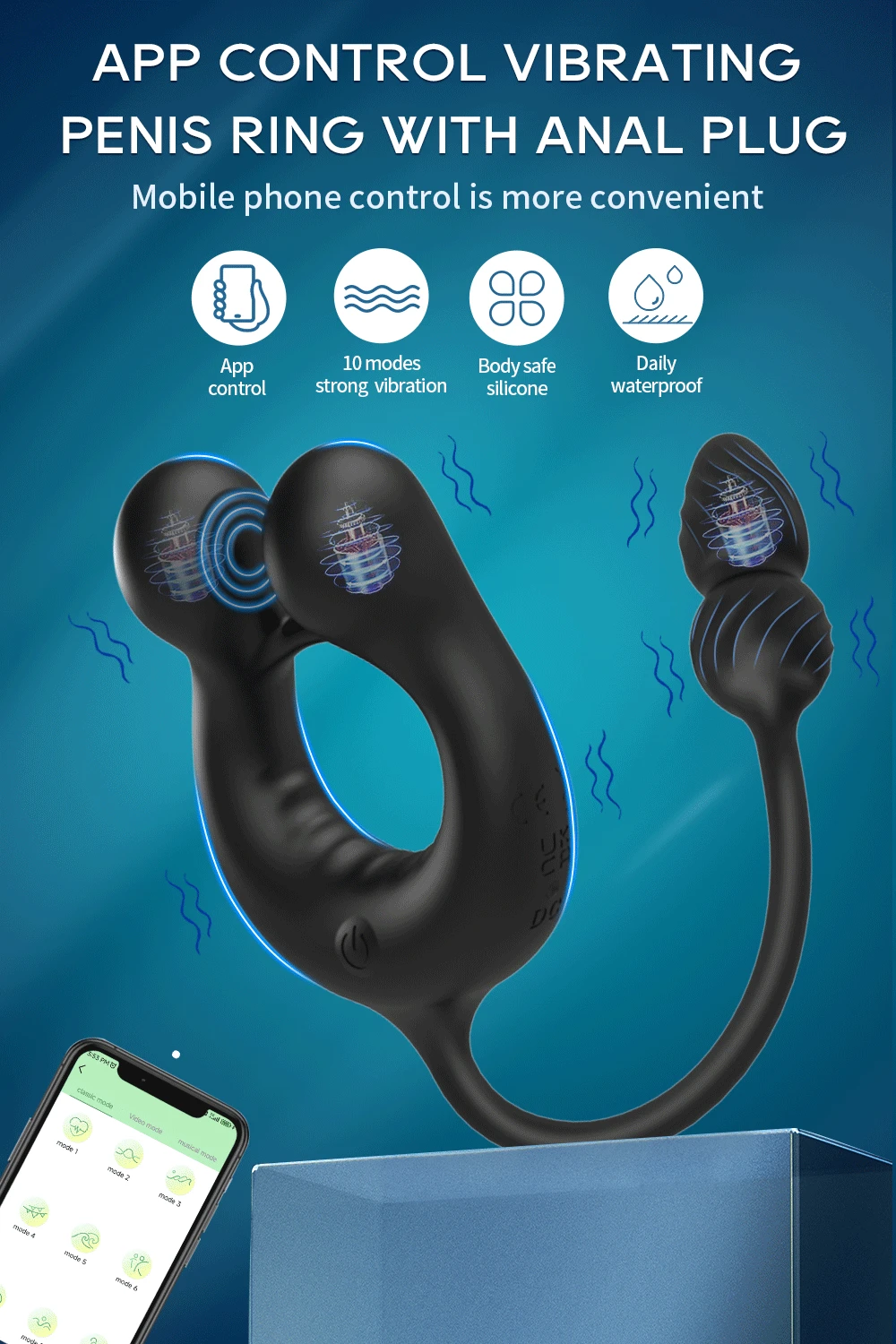Male Cock Ring Vibrator APP Remote Control Penis Ring Delay Ejaculation Erectile Enlargement Male Masturbator Sex Toy For Couple Male Cock Ring Vibrator APP Remote Control Penis Ring Delay Ejaculation Erectile Enlargement Male Masturbator Sex Toy For Couple