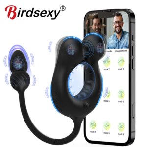 Male Cock Ring Vibrator APP Remote Control Penis Ring Delay Ejaculation Erectile Enlargement Male Masturbator Sex Toy For Couple