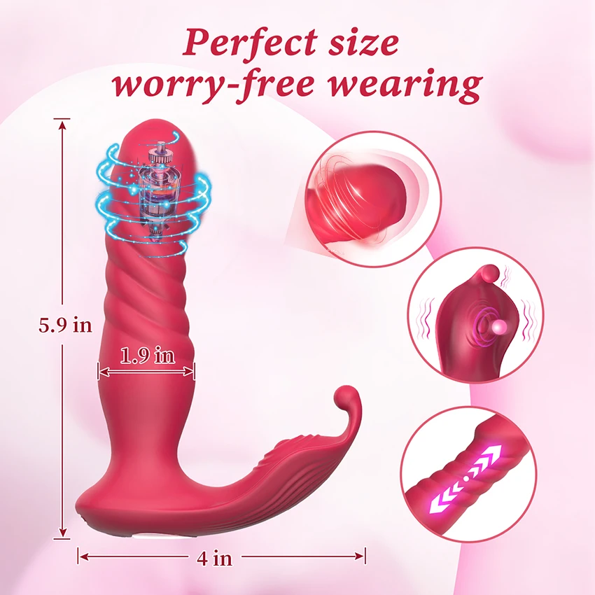 Wearable Butterfly Vibrator Thrusting Dildo For Women Telescopic Patting G Spot Clitoris Stimulator Remote Butplug Adult Sex Toy