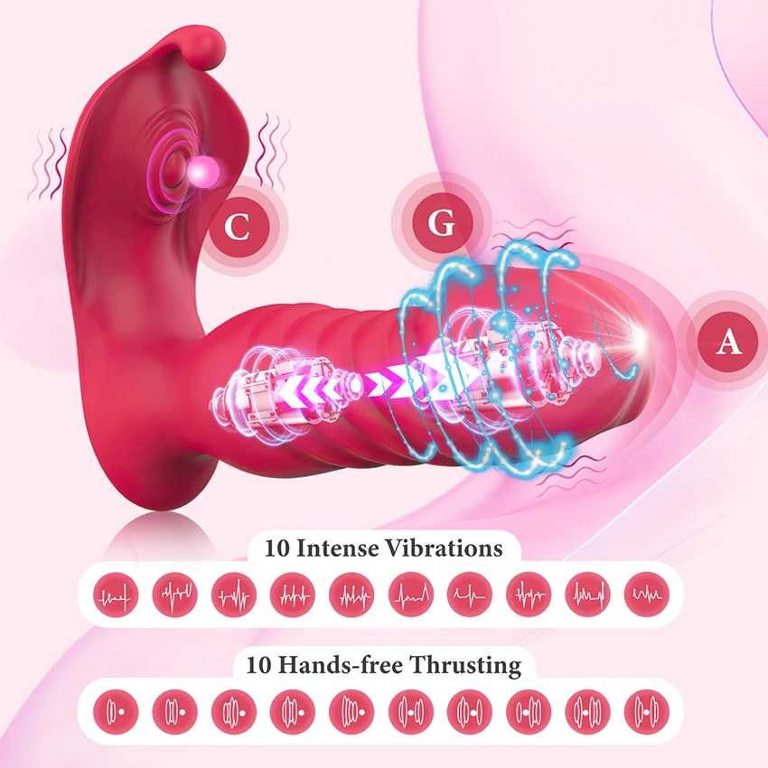 Wearable Butterfly Vibrator Thrusting Dildo For Women Telescopic Patting G Spot Clitoris Stimulator Remote Butplug Adult Sex Toy