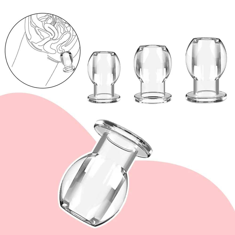 Transparent Hollow Butt Plug Anal Toys For Women Vaginal Expander Speculum Men Anus Dilator Sex Games Couples Douche Enema Set