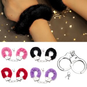 Plush Handcuffs With Key Wrist Brace Anklet Bracelet Adult Sex Toy Couples Bundle Toys Wrsts Ankles Cuffs