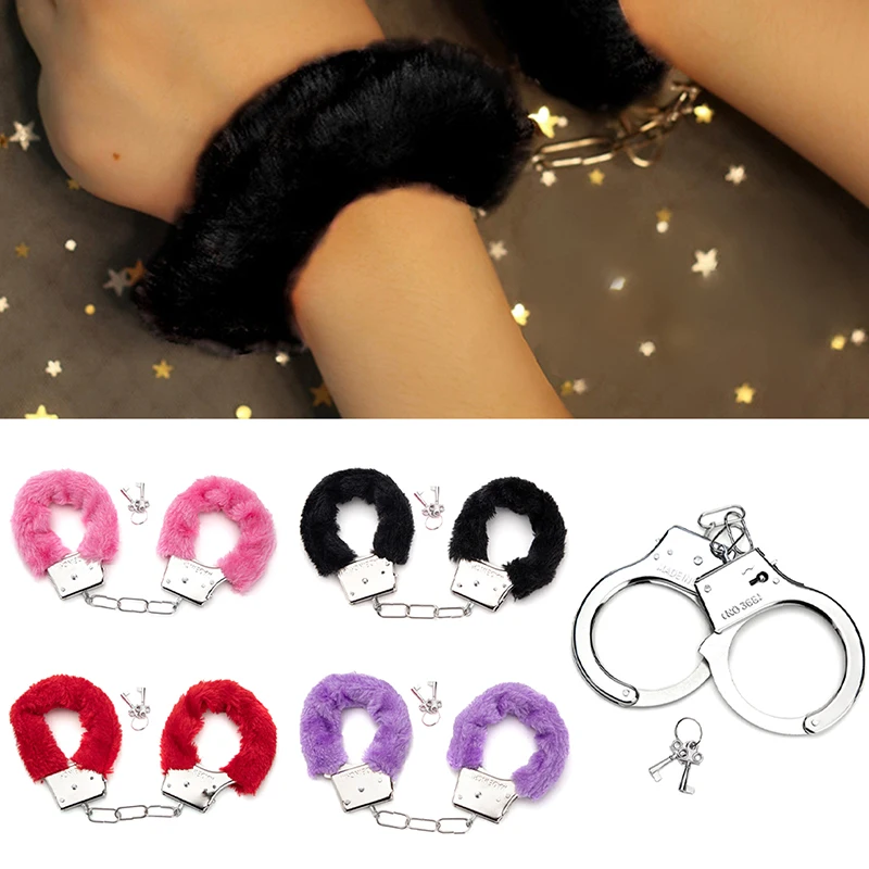 Plush Handcuffs With Key Wrist Brace Anklet Bracelet Adult Sex Toy Couples Bundle Toys Wrsts Ankles Cuffs
