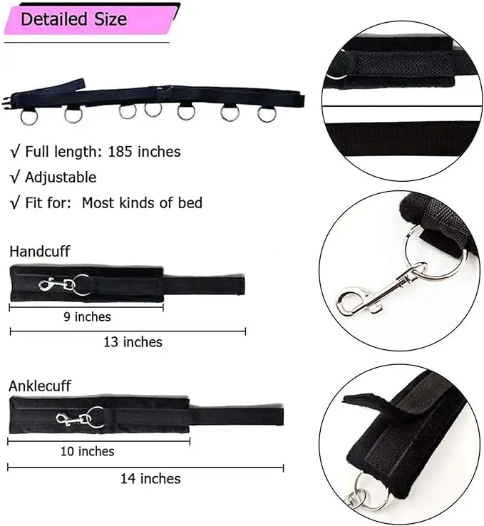 BDSM Bed Restraints Kit Wrist Leg Hand Ankle Cuffs Bondage Position Support Sling Thigh Straps Separating Thighs Plush Sex Toys