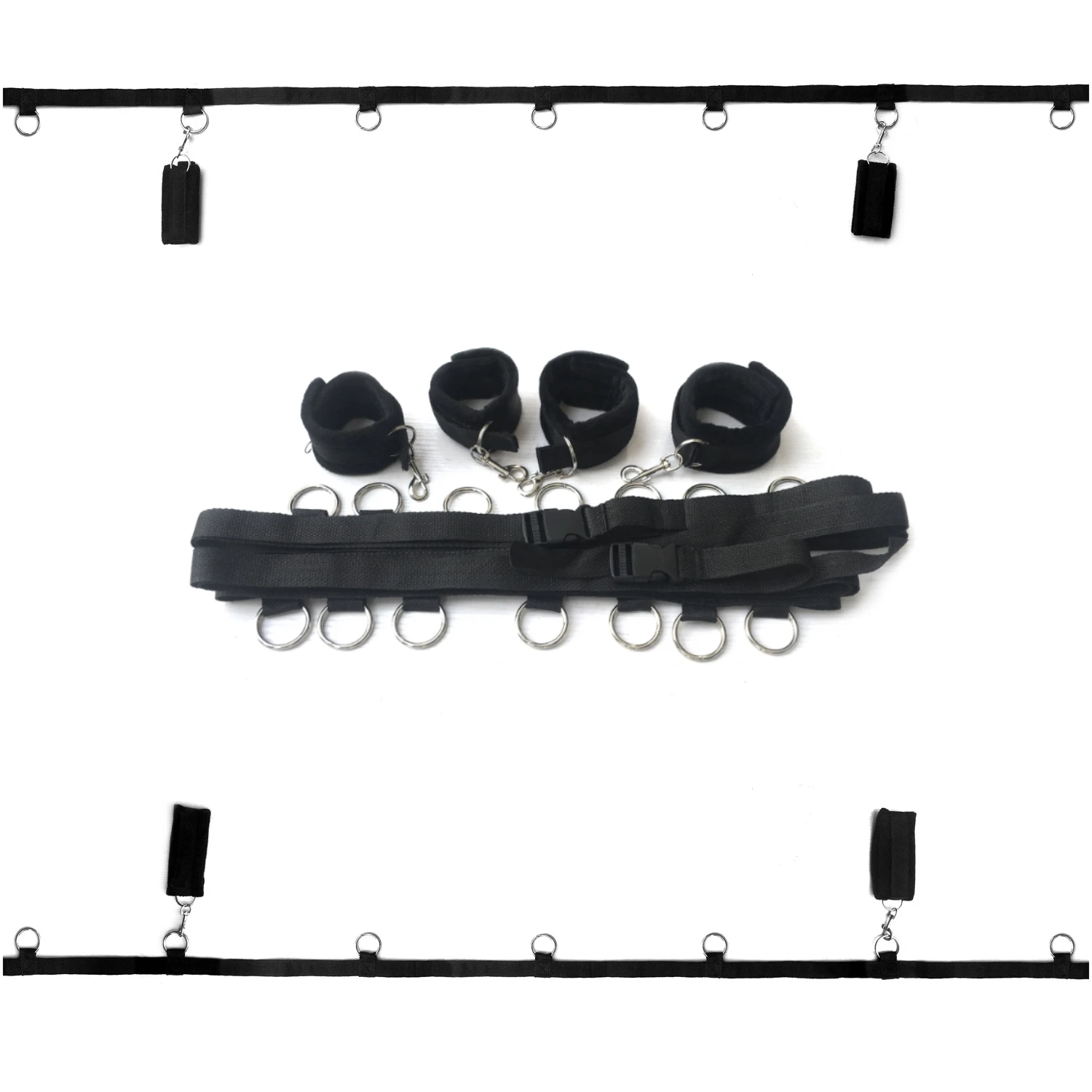 BDSM Bed Restraints Kit Wrist Leg Hand Ankle Cuffs Bondage Position Support Sling Thigh Straps Separating Thighs Plush Sex Toys