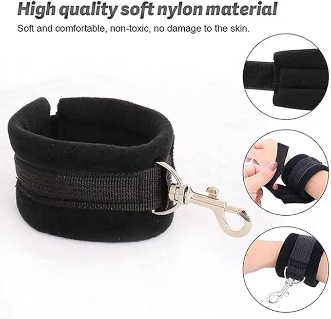 BDSM Bed Restraints Kit Wrist Leg Hand Ankle Cuffs Bondage Position Support Sling Thigh Straps Separating Thighs Plush Sex Toys