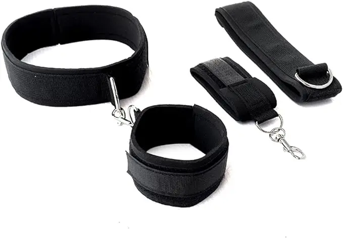 BDSM Bed Restraints Kit Wrist Leg Hand Ankle Cuffs Bondage Position Support Sling Thigh Straps Separating Thighs Plush Sex Toys