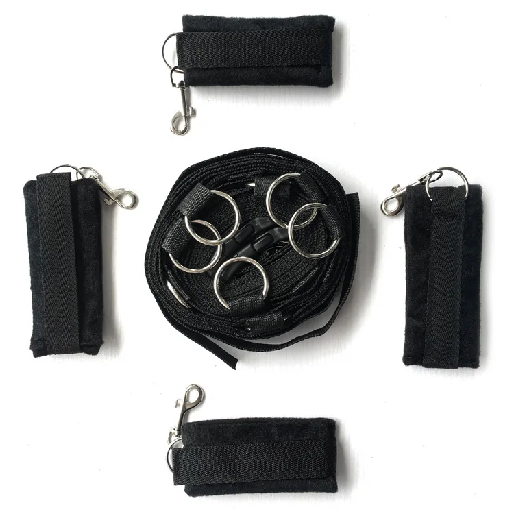 BDSM Bed Restraints Kit Wrist Leg Hand Ankle Cuffs Bondage Position Support Sling Thigh Straps Separating Thighs Plush Sex Toys
