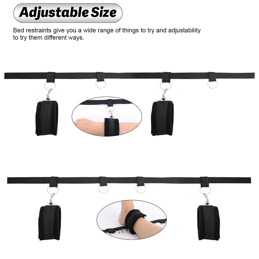 BDSM Bondage Set King Size Bed Restraints Adjustable Straps Sex Ties Handcuff Wrist Ankle Cuff & Blindfold Sex Toys for Couples BDSM Bondage Set King Size Bed Restraints Adjustable Straps Sex Ties Handcuff Wrist Ankle Cuff & Blindfold Sex Toys for Couples