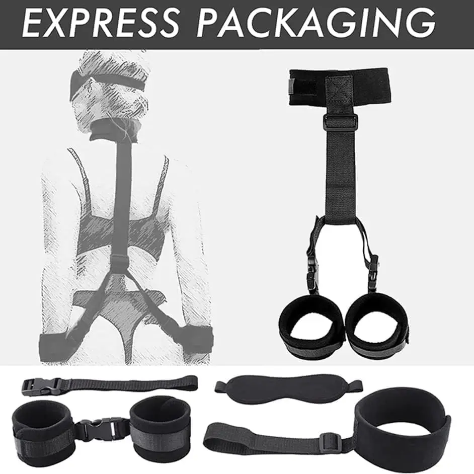 BDSM Bondage Set King Size Bed Restraints Adjustable Straps Sex Ties Handcuff Wrist Ankle Cuff & Blindfold Sex Toys for Couples BDSM Bondage Set King Size Bed Restraints Adjustable Straps Sex Ties Handcuff Wrist Ankle Cuff & Blindfold Sex Toys for Couples