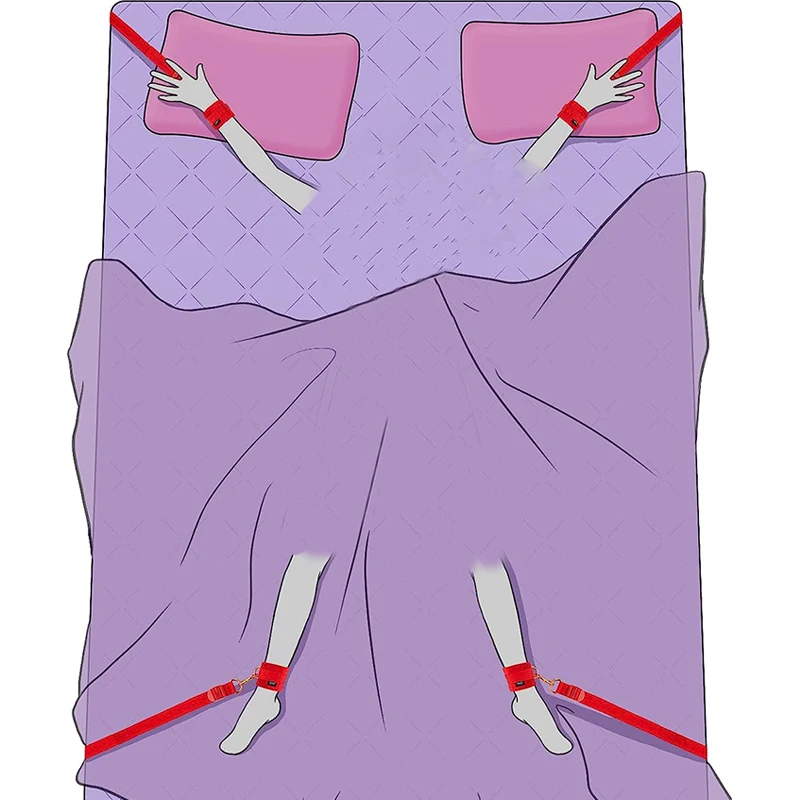Sexual Bondage Restraints BDSM Bed Sex Toy Adjustable Handcuffs Wrist and Ankle Cuff Restraints Erotic Couple Games Gear Kit