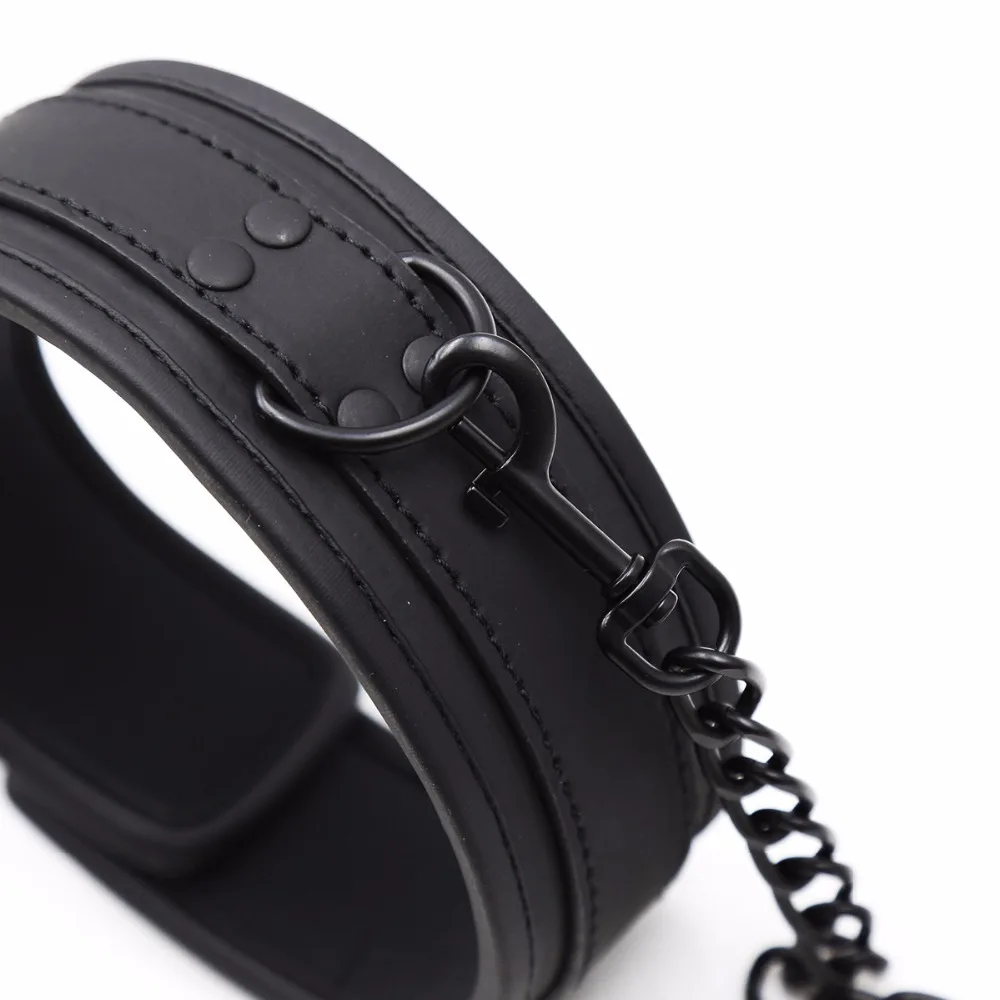 Thierry PU Leather SM Products Wrist Cuffs & Ankle Cuffs & Neck Collar Set, BDSM Bondage Sex Toys, Hancuffs Cosplay Accessories