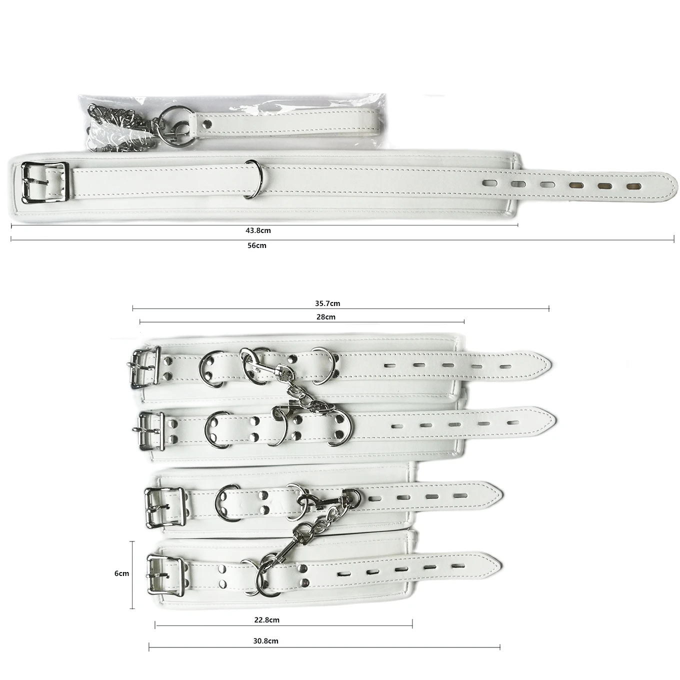 Luxury Soft white Bondage Restraints Handcuffs Collar Wrist Ankle Cuffs for Fetish Erotic Adult Games Couple Sex Product Luxury Soft white Bondage Restraints Handcuffs Collar Wrist Ankle Cuffs for Fetish Erotic Adult Games Couple Sex Product