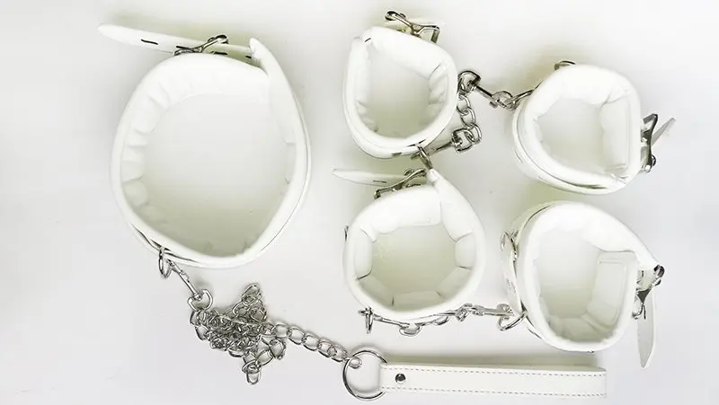 Luxury Soft white Bondage Restraints Handcuffs Collar Wrist Ankle Cuffs for Fetish Erotic Adult Games Couple Sex Product Luxury Soft white Bondage Restraints Handcuffs Collar Wrist Ankle Cuffs for Fetish Erotic Adult Games Couple Sex Product