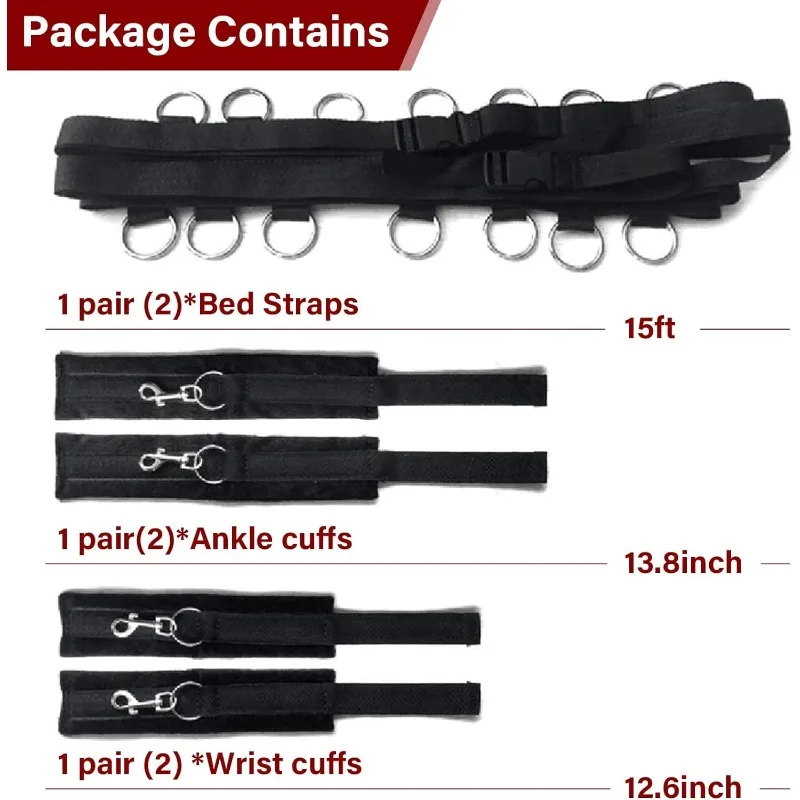 Bed Bondage Restraints Sex Adult BDSM Sex Handcuffs Bed Restraint Straps for Couples Sex Bondage Wrists Ankle Cuffs Sex Shop