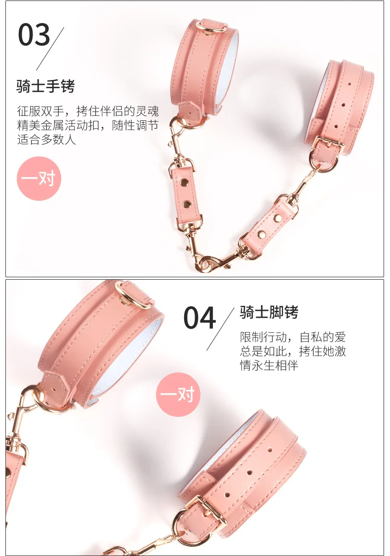 Thierry BDSM Bondage Restraint Kits Handcuffs Collar Wrist Ankle Leg Thigh cuffs Waist Belt Mask Sex Toys For Couples Adult Game