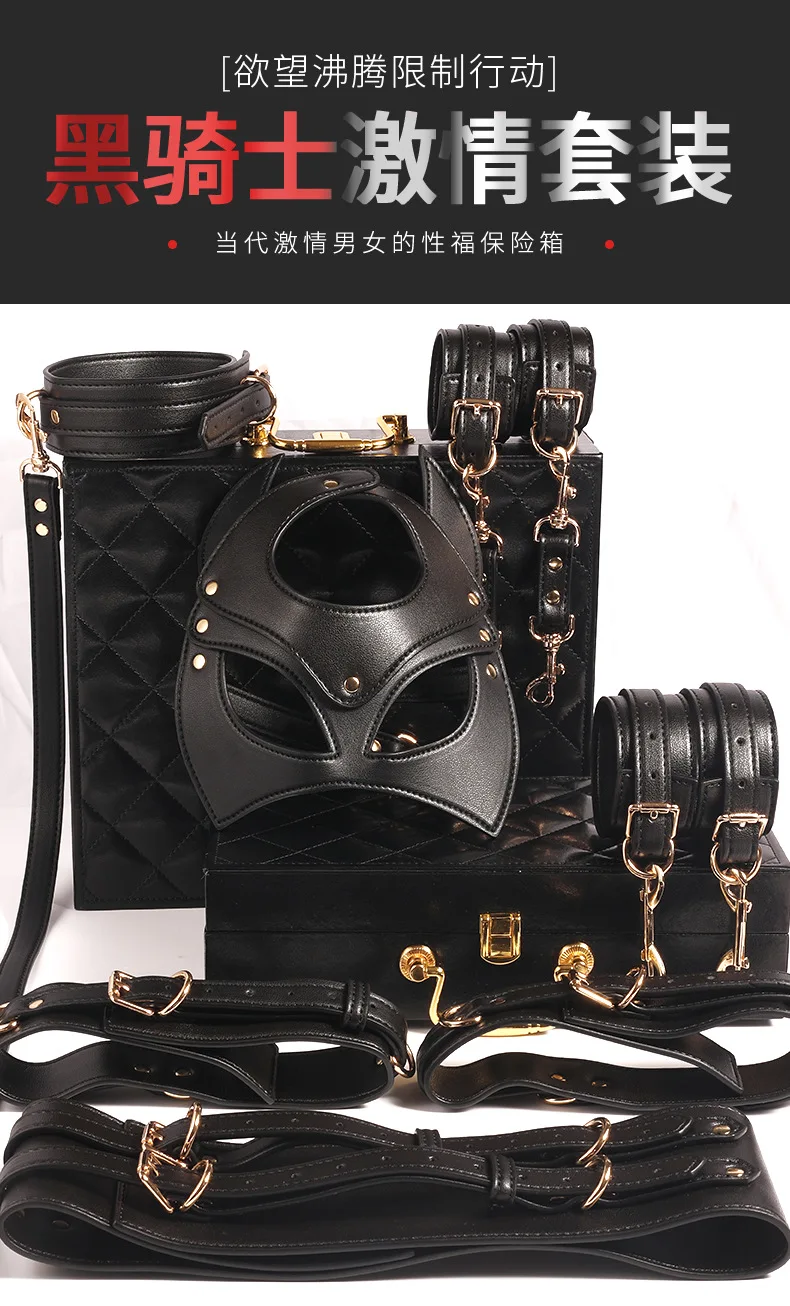 Thierry BDSM Bondage Restraint Kits Handcuffs Collar Wrist Ankle Leg Thigh cuffs Waist Belt Mask Sex Toys For Couples Adult Game