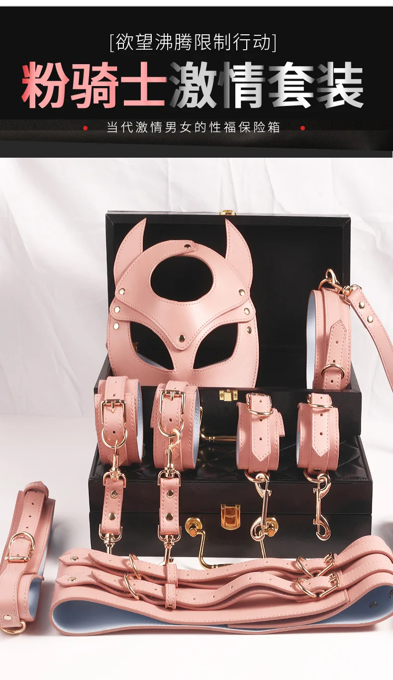 Thierry BDSM Bondage Restraint Kits Handcuffs Collar Wrist Ankle Leg Thigh cuffs Waist Belt Mask Sex Toys For Couples Adult Game