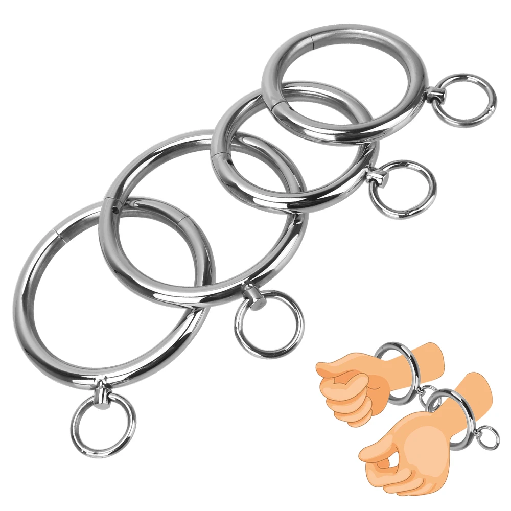 Slave Role Play Metal Handcuff Adult Games Restraint Bondage Wrist Ankle Cuff Stainless Steel Neck Collar Sex Toys For Women Men