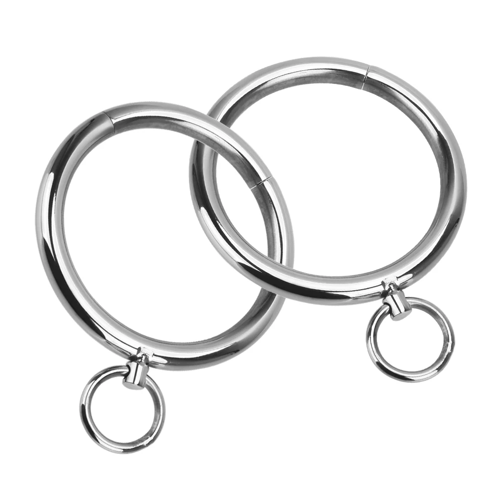 Slave Role Play Metal Handcuff Adult Games Restraint Bondage Wrist Ankle Cuff Stainless Steel Neck Collar Sex Toys For Women Men