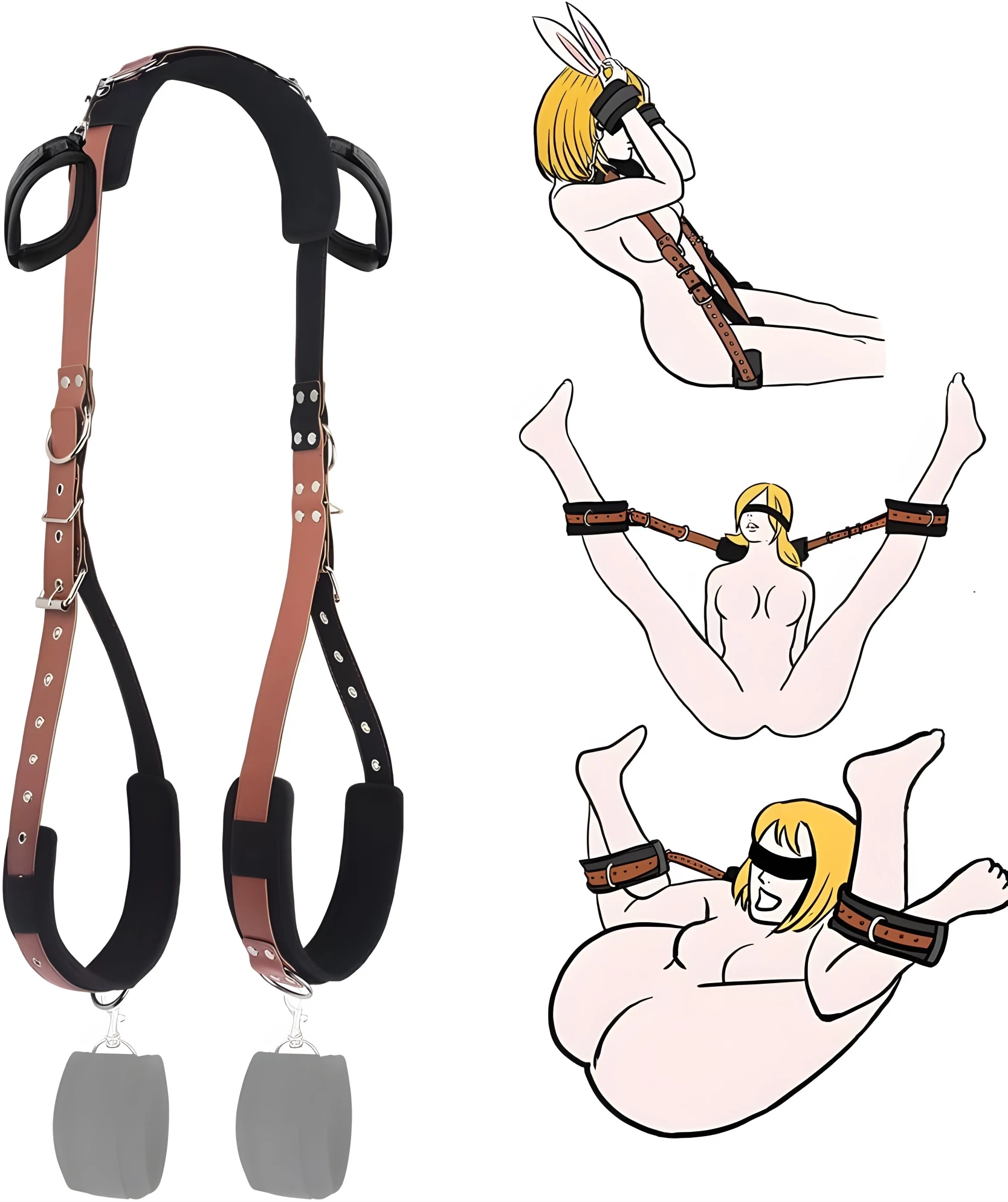 BDSM Bondage Harness Adjustable Handcuff Wrist Ankle Cuffs Gag Mouth Sexual Restraints Slave Neck Flirt Sex Toys For Couples BDSM Bondage Harness Adjustable Handcuff Wrist Ankle Cuffs Gag Mouth Sexual Restraints Slave Neck Flirt Sex Toys For Couples
