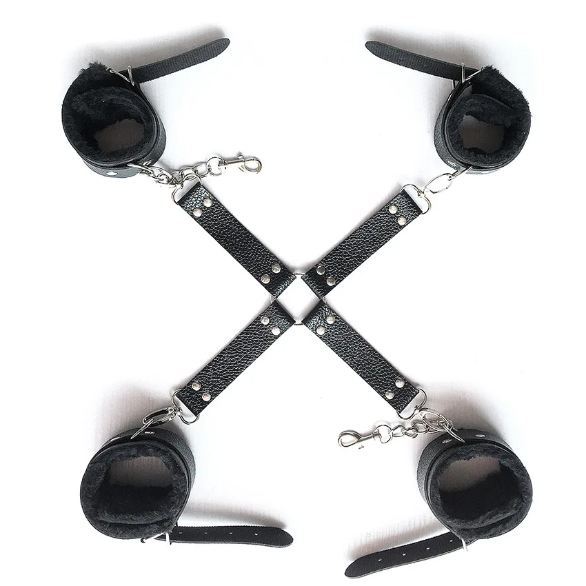 10Pcs Set Bondage Gear BDSM Leather Wrist Leg Restraint Straps Hand Ankle Cuffs Adults Sex Toys Restraint Kits for Women Couples