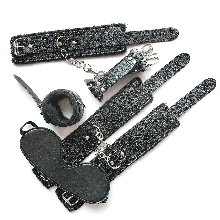 10Pcs Set Bondage Gear BDSM Leather Wrist Leg Restraint Straps Hand Ankle Cuffs Adults Sex Toys Restraint Kits for Women Couples