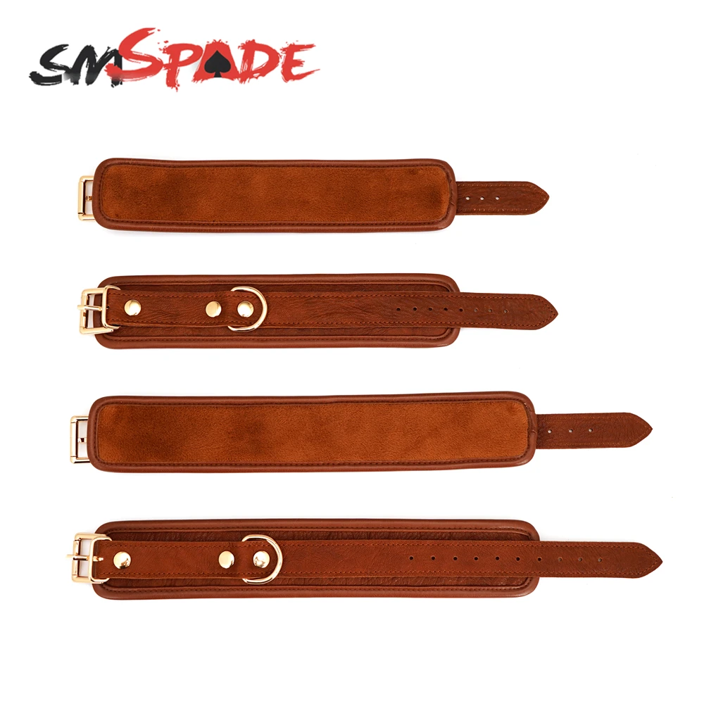 SMSPADE 4pcs Bondage Kit Leather Wrist & Ankle Cuffs Sex Toys for Adult Games Slave DBSM Bondage Sex Products for Couples SMSPADE 4pcs Bondage Kit Leather Wrist & Ankle Cuffs Sex Toys for Adult Games Slave DBSM Bondage Sex Products for Couples