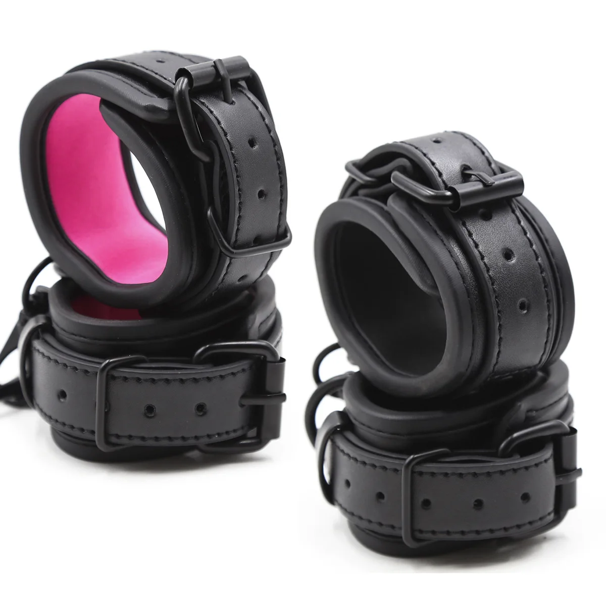 Soft PU Leather SM Products Wrist Cuffs & Ankle Cuffs & Neck Collar Leash Set BDSM Slave Bondage Sex Cosplay Accessories
