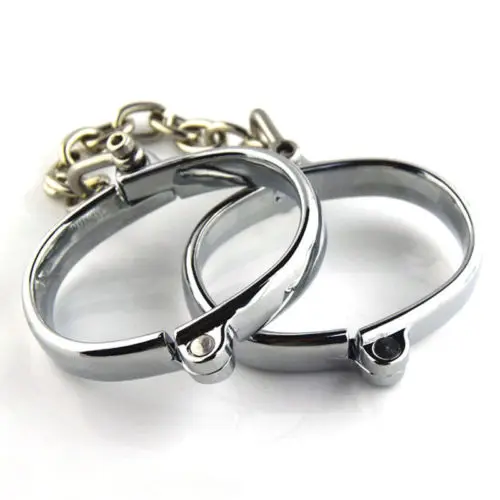 Metal Steel Wrist Handcuffs Ankle Cuffs with Chain Neck Collar Bdsm Bondage Restraints Shackle Adult Slave Sex Toys Women Men