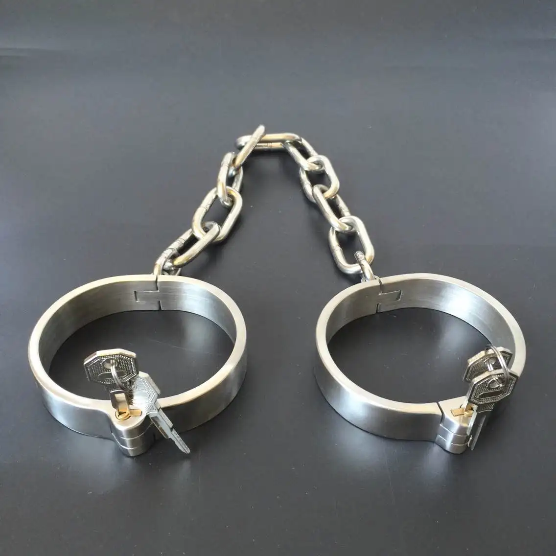 Heavy Stainles Steel Slave Wrist Handcuffs Ankle Cuffs Shackles /Detachable chain BDSM Bondage Lock  Adult Fetters Slave Sex Toy