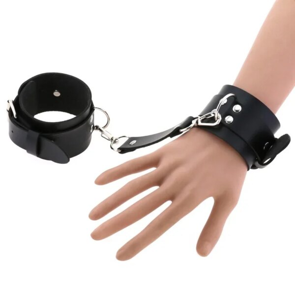 Decopunk New Hot Fashion PU Leather Wrist Handcuffs Ankle Shackles Adjustable Restraint Sex Cuff Belt