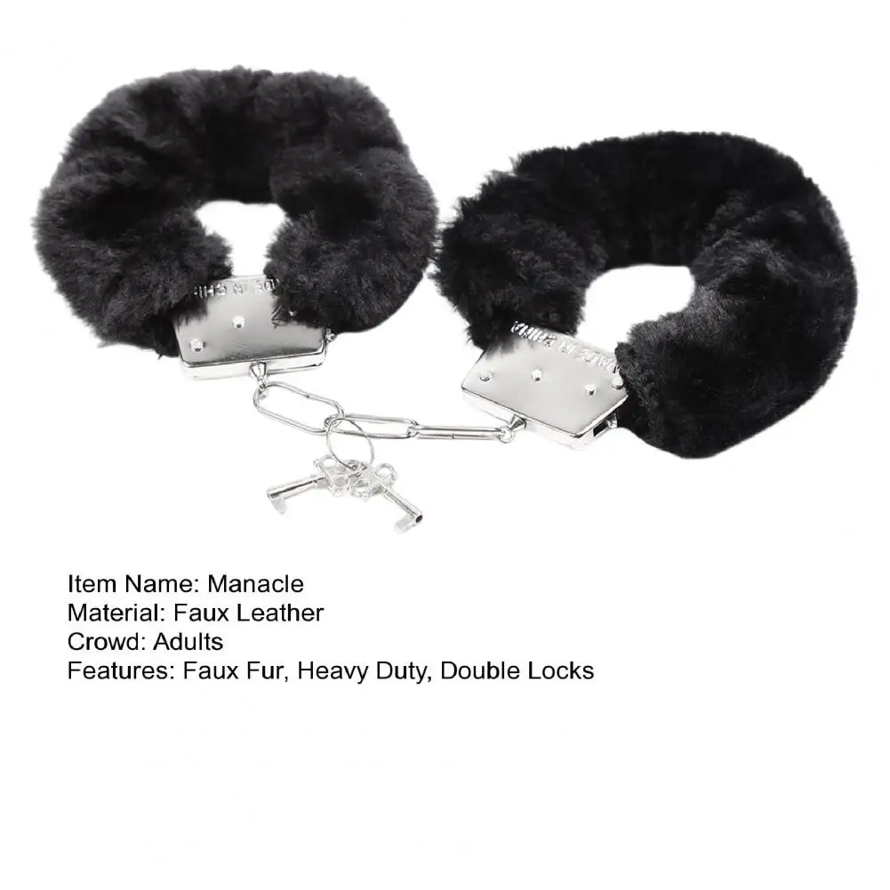 1 Pair Double Lock Manacle Faux Fur Bracelet Stainless Wrist Ankle O Ring Hand Cuffs Adult Couple Sex Toy Cops Criminal Cosplay 1 Pair Double Lock Manacle Faux Fur Bracelet Stainless Wrist Ankle O Ring Hand Cuffs Adult Couple Sex Toy Cops Criminal Cosplay