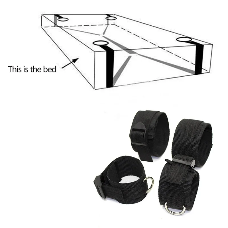 Adult Games Sex Products Bed Strap Bondage Sex Toy For Women Flirting Couples Handcuffs Bdsm Set Restraints Wrists Ankle Cuffs
