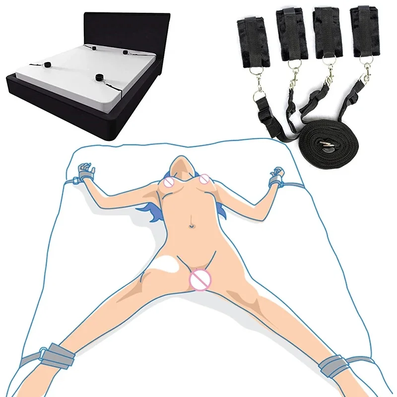 Adult Games Sex Products Bed Strap Bondage Sex Toy For Women Flirting Couples Handcuffs Bdsm Set Restraints Wrists Ankle Cuffs