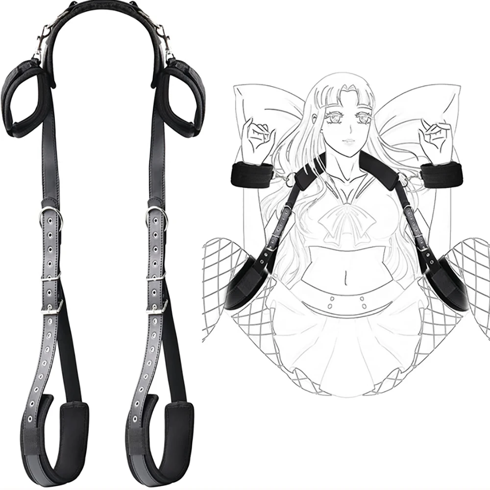 Women Handcuff Neck Wrist Mouth Gag Strap Fetish SM Sex Toys For Woman Couples BDSM Bondage Set For Adult Game Bondage Gear 18