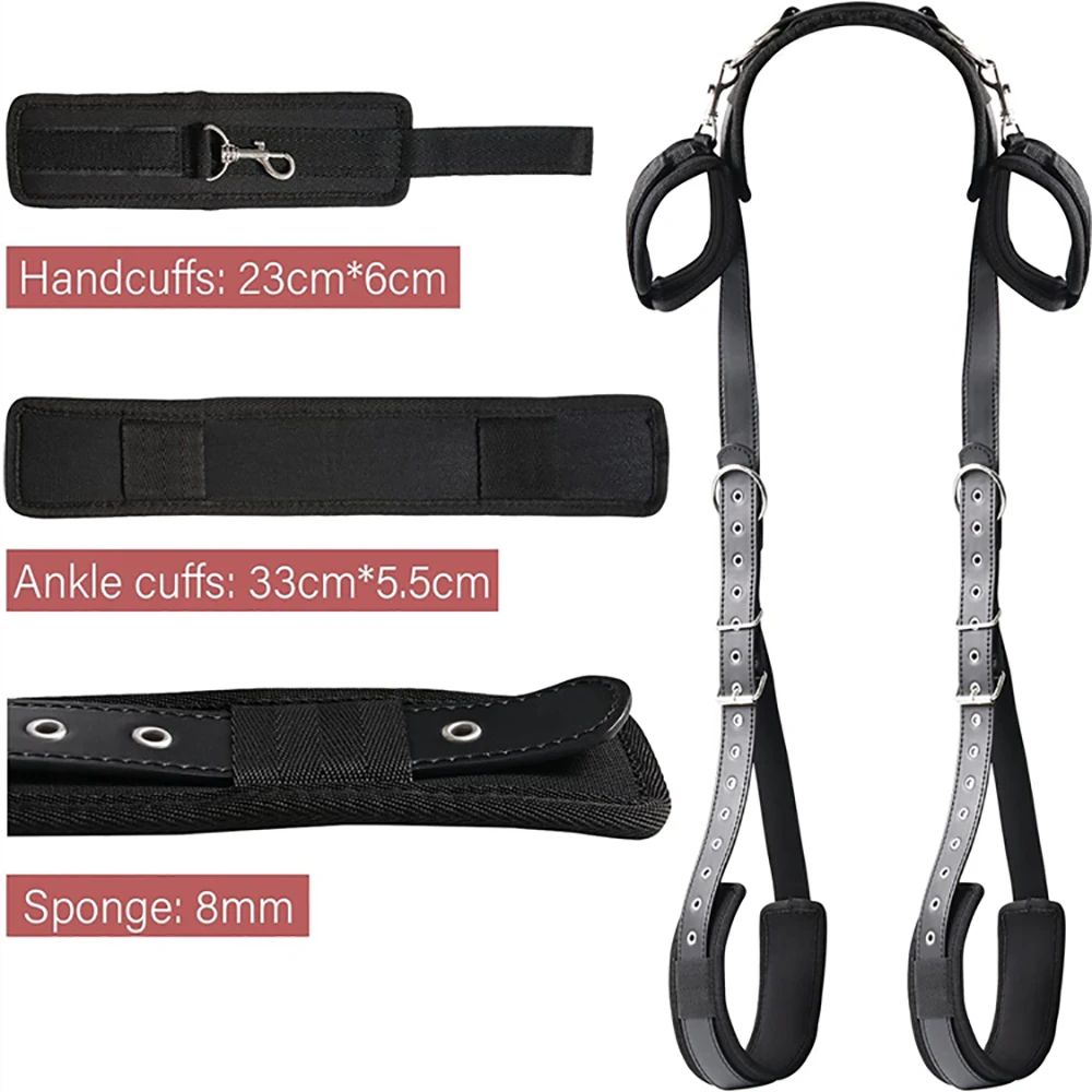 Women Handcuff Neck Wrist Mouth Gag Strap Fetish SM Sex Toys For Woman Couples BDSM Bondage Set For Adult Game Bondage Gear 18
