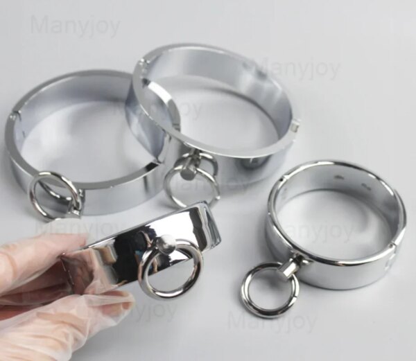 Stainless Steel Slave Handcuffs Restraint Rings Wrist Lock Ankle Cuffs Restraints Legcuffs Erotic Slave Sex Furniture Adult Toys