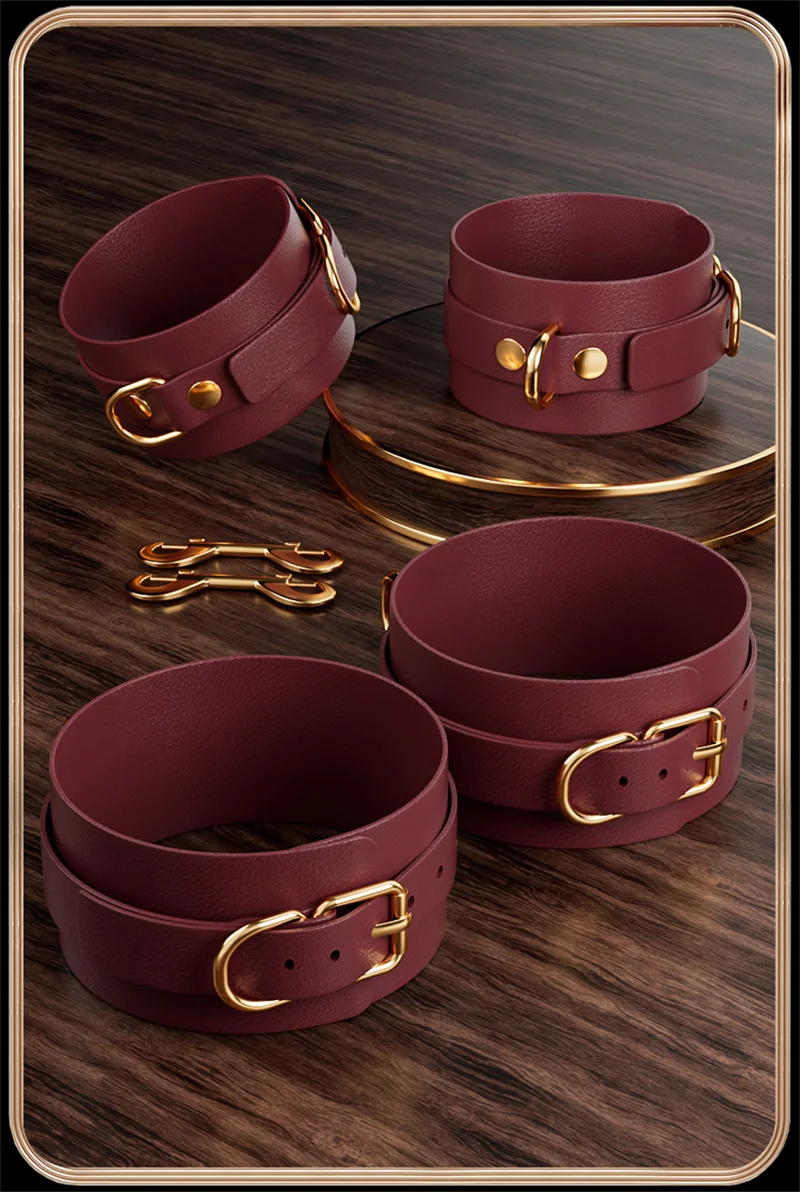 Bondage PU Leather Dog Slave Collar Wrist Ankle Cuffs Mouth Plug Eye Mask Nipples Clips Feather Whip Flogger Sex Toys For Women Bondage PU Leather Dog Slave Collar Wrist Ankle Cuffs Mouth Plug Eye Mask Nipples Clips Feather Whip Flogger Sex Toys For Women