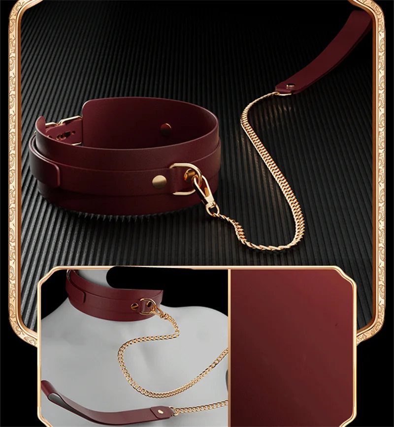 Bondage PU Leather Dog Slave Collar Wrist Ankle Cuffs Mouth Plug Eye Mask Nipples Clips Feather Whip Flogger Sex Toys For Women Bondage PU Leather Dog Slave Collar Wrist Ankle Cuffs Mouth Plug Eye Mask Nipples Clips Feather Whip Flogger Sex Toys For Women