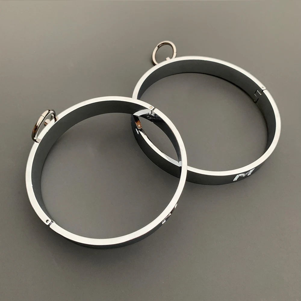 2023 Heavy BDSM Female Male Handcuff Metal Ankle Cuffs Wrist Cuff For Couple Collar Bdsm Bondage Restraints Adult Games Sex Toys