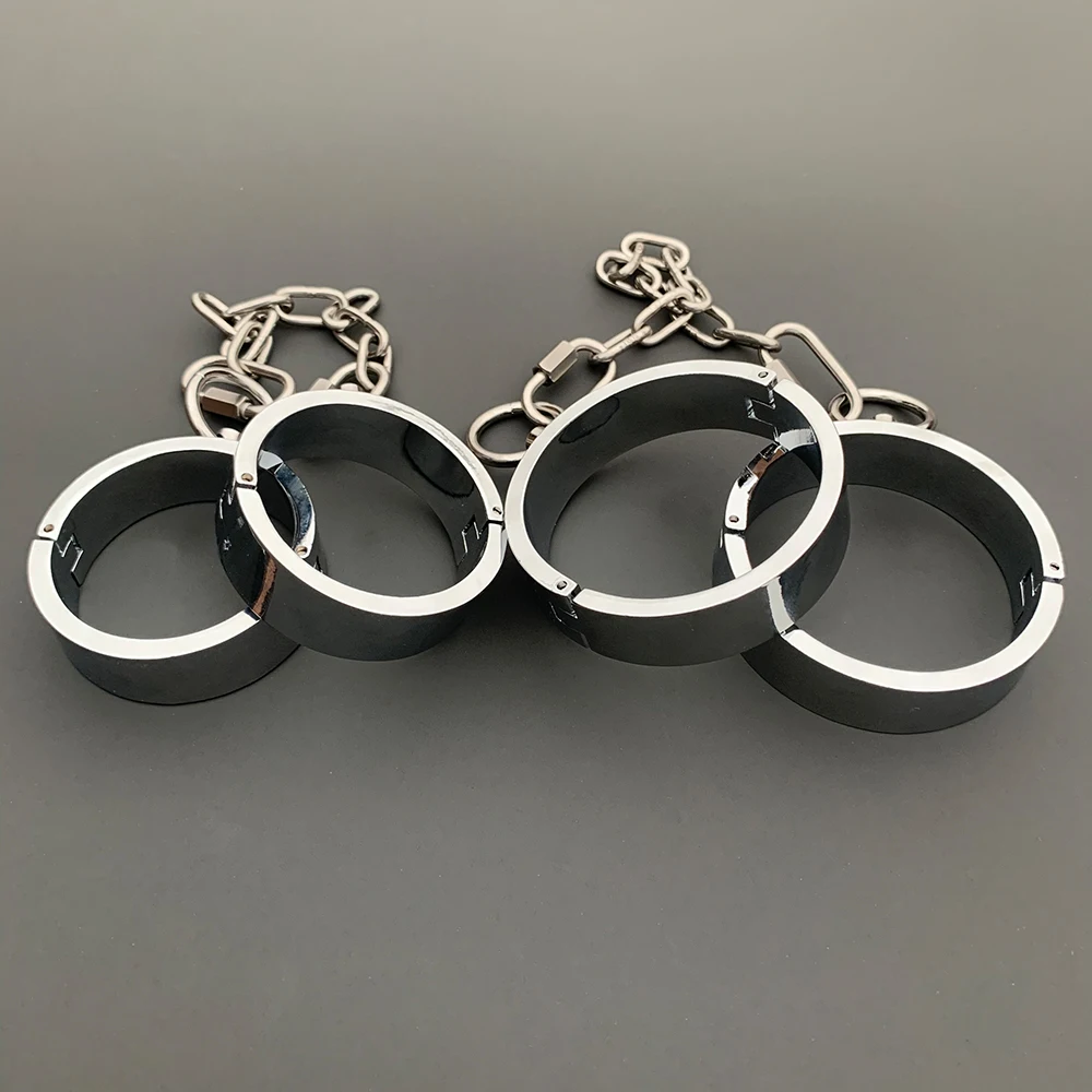 2023 Heavy BDSM Female Male Handcuff Metal Ankle Cuffs Wrist Cuff For Couple Collar Bdsm Bondage Restraints Adult Games Sex Toys