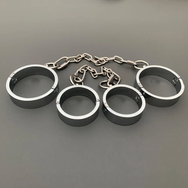2023 Heavy BDSM Female Male Handcuff Metal Ankle Cuffs Wrist Cuff For Couple Collar Bdsm Bondage Restraints Adult Games Sex Toys