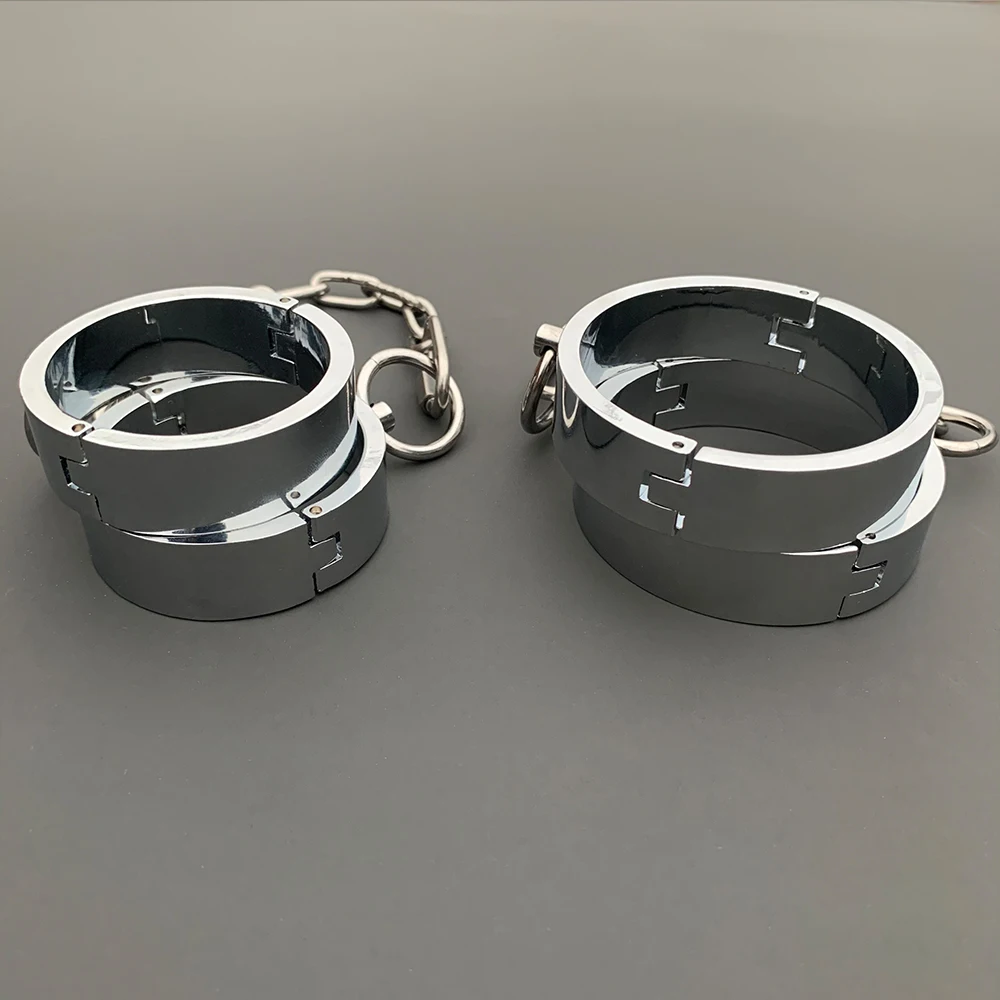 2023 Heavy BDSM Female Male Handcuff Metal Ankle Cuffs Wrist Cuff For Couple Collar Bdsm Bondage Restraints Adult Games Sex Toys