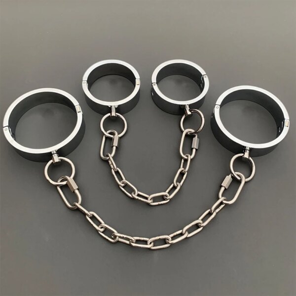 2023 Heavy BDSM Female Male Handcuff Metal Ankle Cuffs Wrist Cuff For Couple Collar Bdsm Bondage Restraints Adult Games Sex Toys