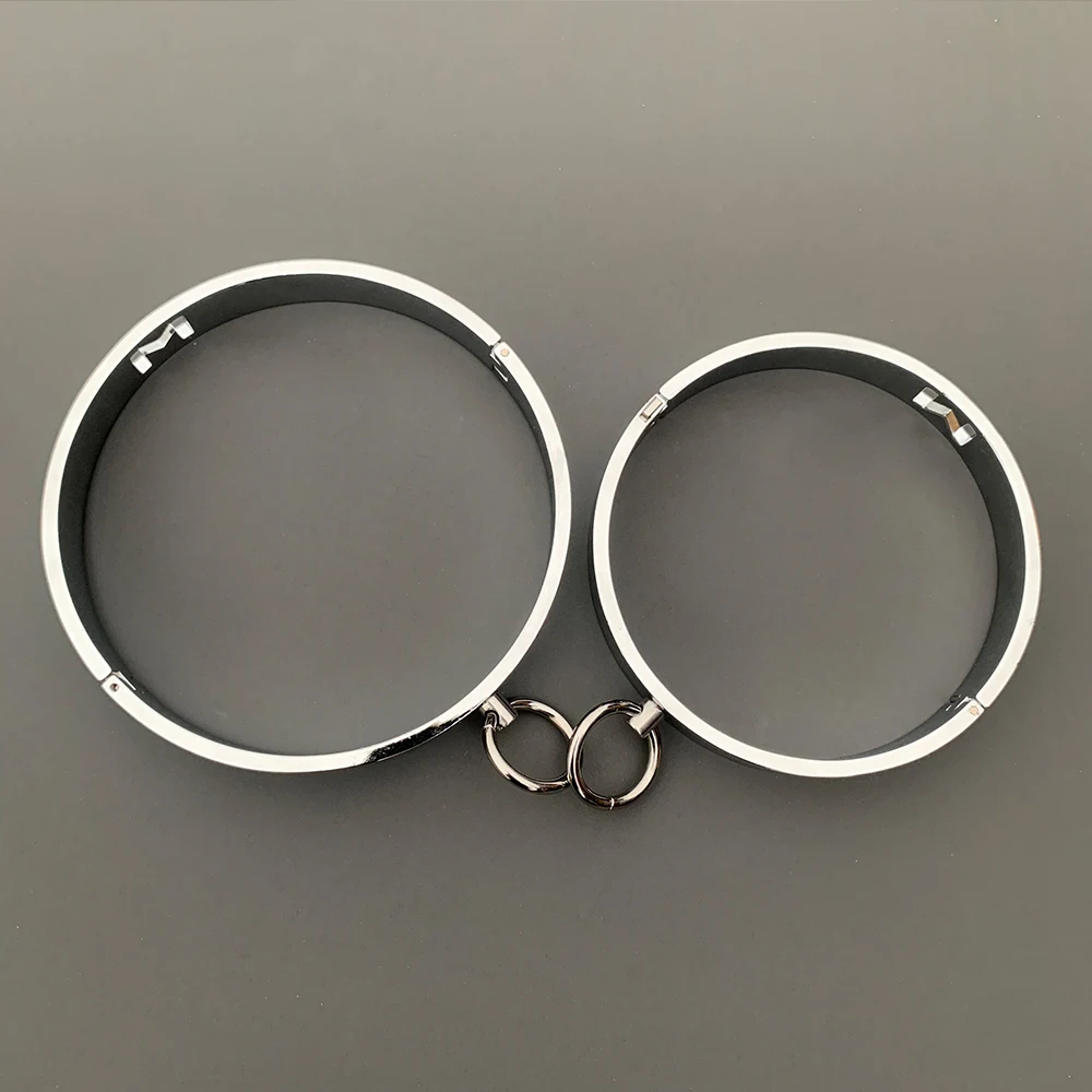 2023 Heavy BDSM Female Male Handcuff Metal Ankle Cuffs Wrist Cuff For Couple Collar Bdsm Bondage Restraints Adult Games Sex Toys